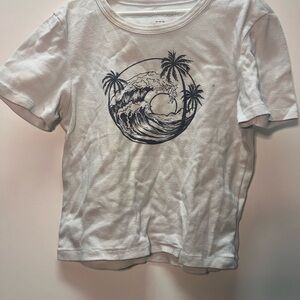 American Eagle Outfitters White Beach Graphic Tee